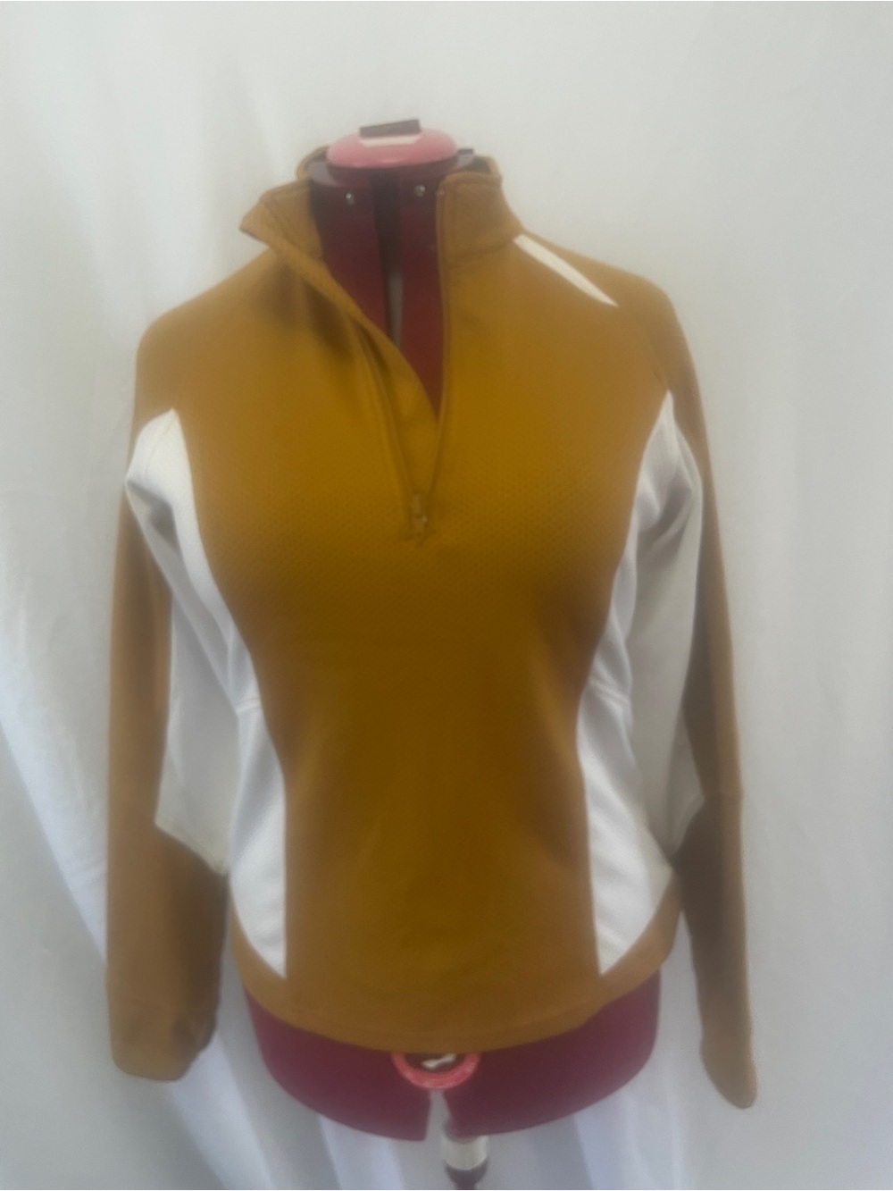 Roots golf Mustard and White Quarter-Zip Women's Sweater
